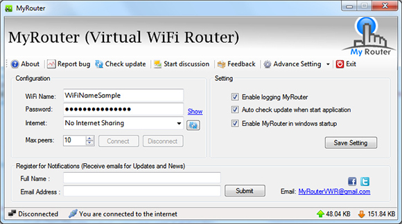 myrouter virtual wifi router software