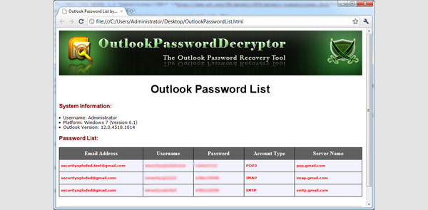 outlook password decryptor