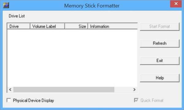 memory stick formatter
