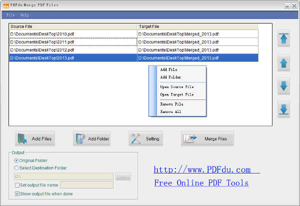 pdfdu free merge pdf files