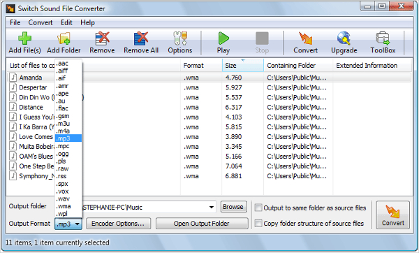 switch audio file converter software