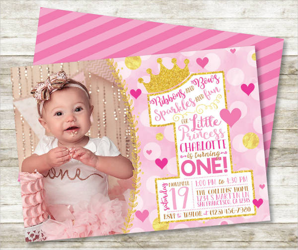 1st birthday princess invitation