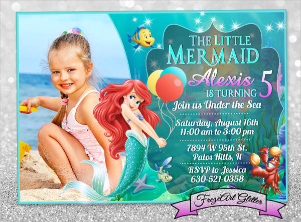 ariel mermaid birthday invitation