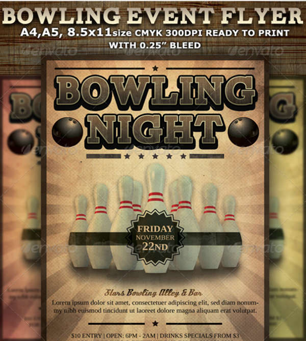 bowling event party flyer
