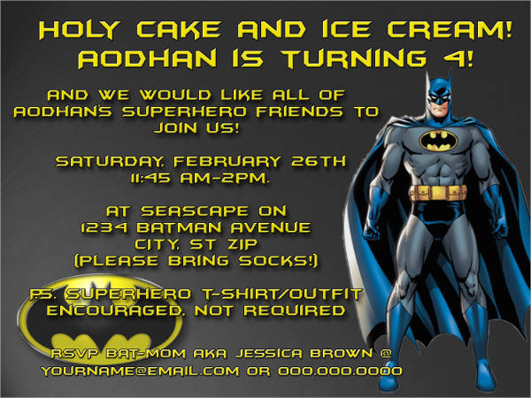diy batman birthday invitation