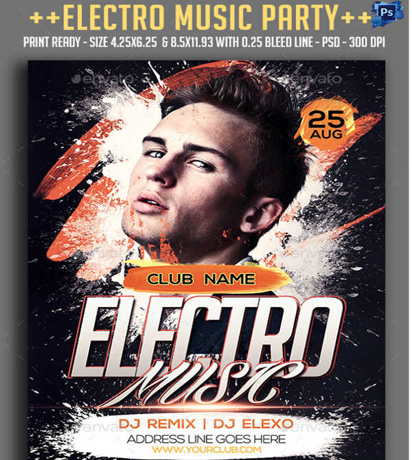 electro music party flyer