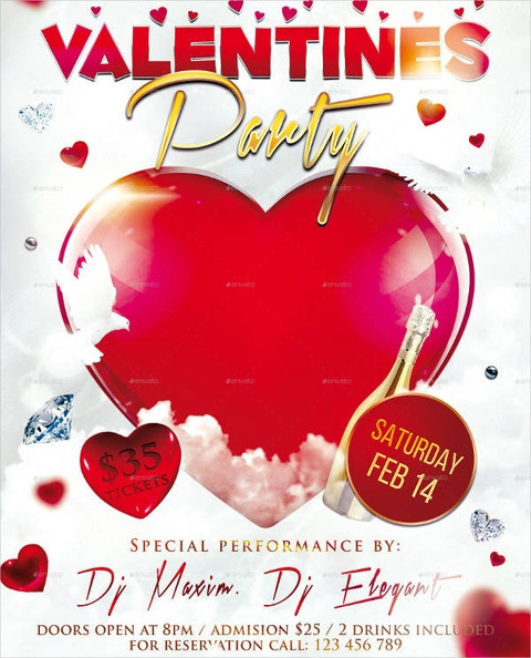 free valentines party flyer in psds