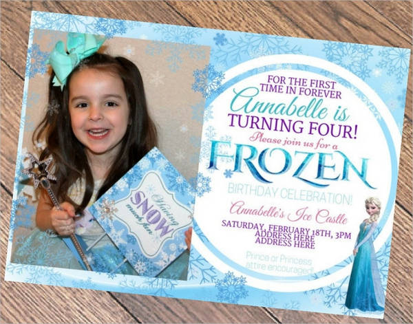 frozen photo birthday invitation