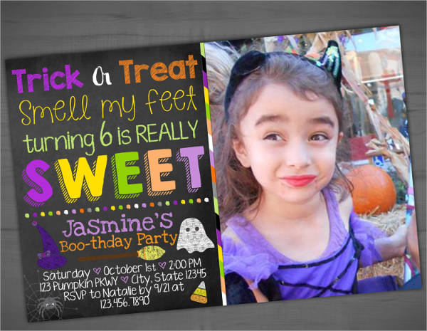 halloween photo birthday invitation