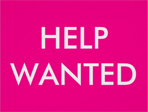 help wanted pink poster