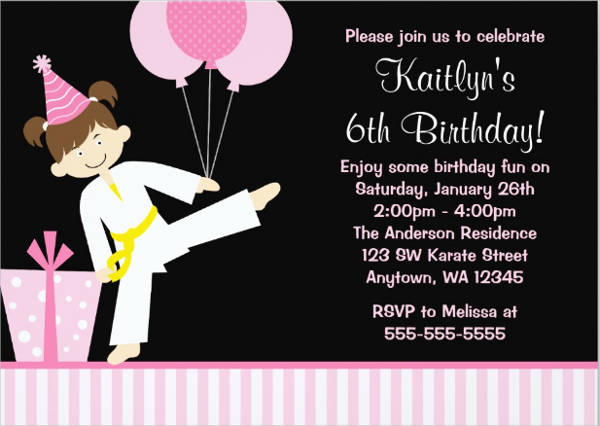 karate birthday party invitation