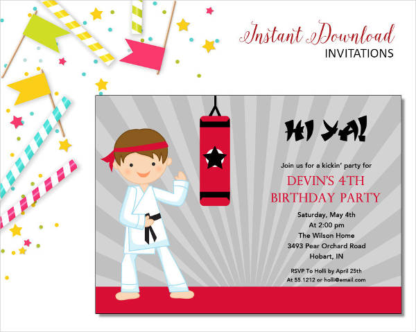 karate kid birthday invitation