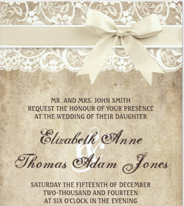 lace vintage wedding invitation