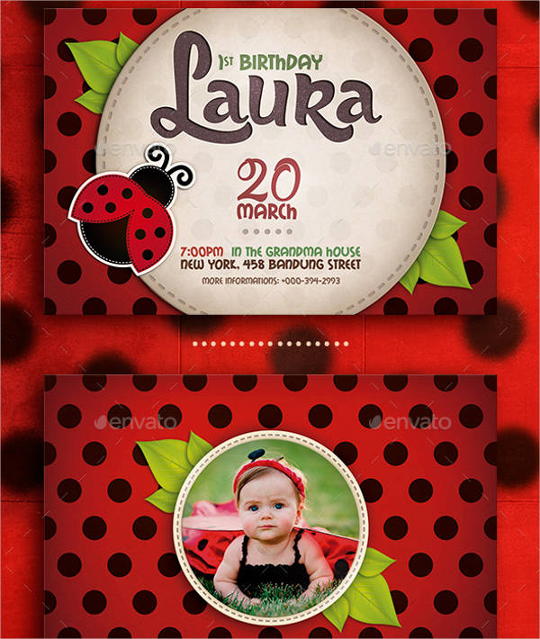 ladybug printable birthday invitation