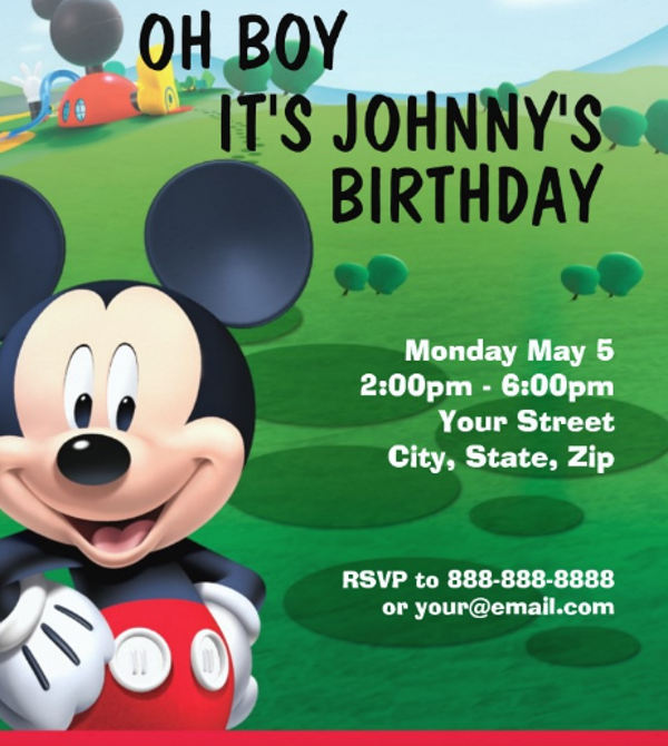 mickey mouse birthday invitation template