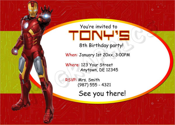 personalized iron man birthday invitation