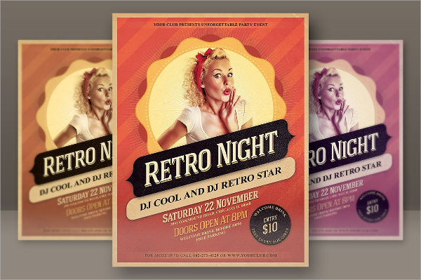 retro night party flyer