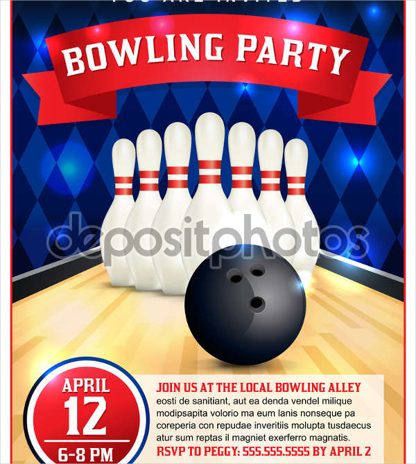vector bowling party flyer