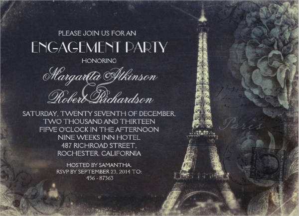 vintage engagement party invitation