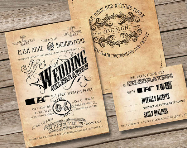 vintage wedding invitation suite