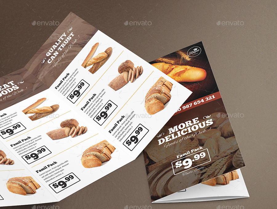 bakery food trifold brochure