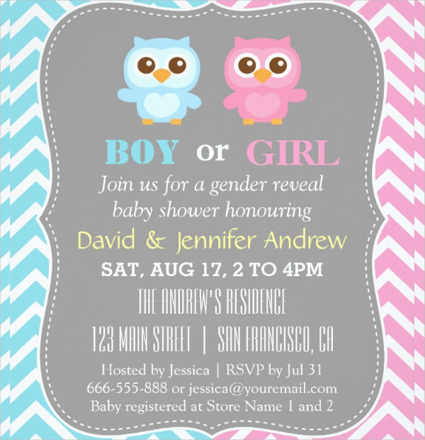 chevron gender reveal party invitation