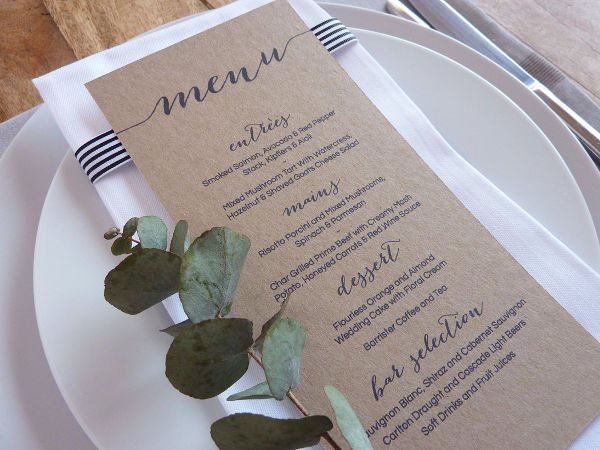 custom wedding menu template diy