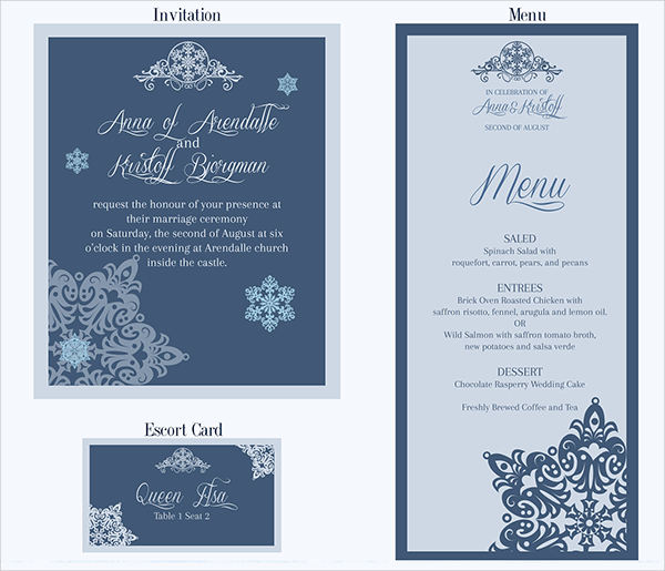 free wedding menu card template