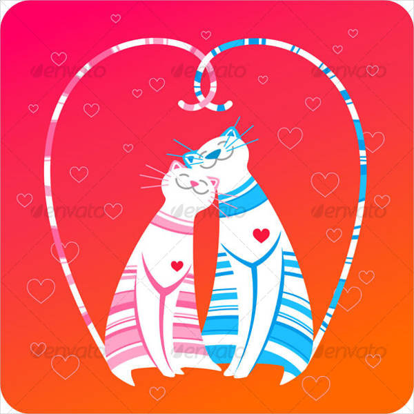 love greeting card with happy cats