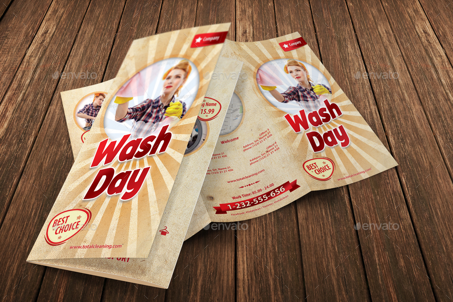 retro cleaning day service brochure