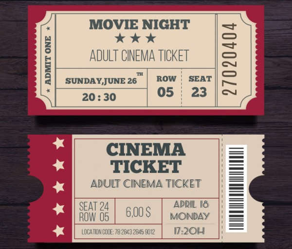 vintage cinema ticket template