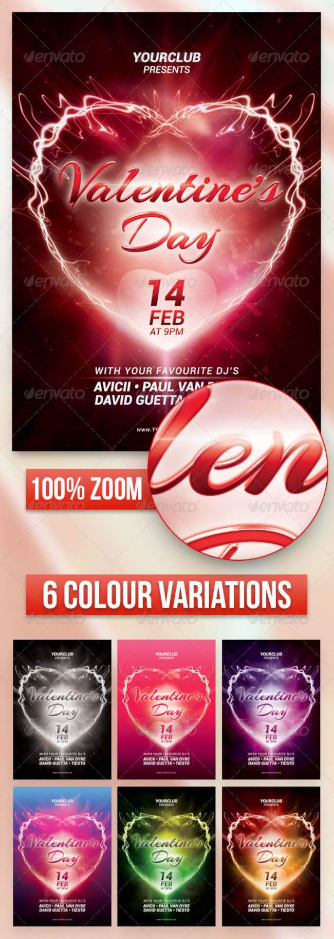 free valentines party flyer in psd