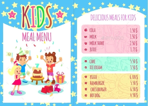 kids birthday party menu