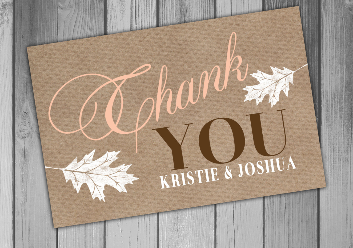 rustic engagement thank you card