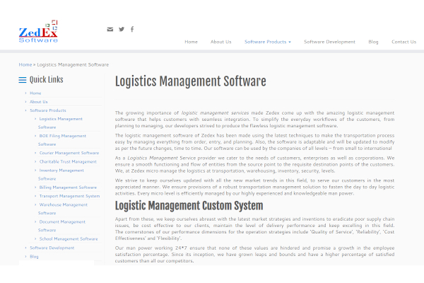 zedex logistic management software