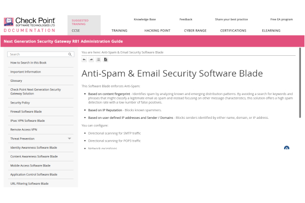 check point anti spam email security