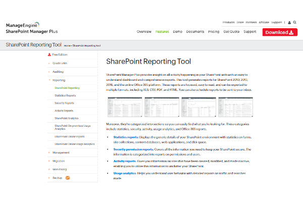 sharepoint reporting tool