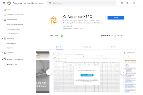 g accon for xero for g suite