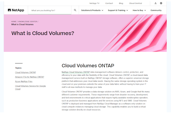 netapp cloud volumes